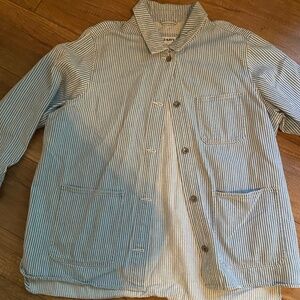 Blue and White Striped Oversized Jacket